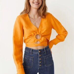 & Other Stories cropped tie waist long sleeve top
